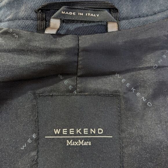 Weekend MaxMara Women's Glossy Gunmetal Grey Double Breasted Jacket Size 2 - Picture 9 of 11